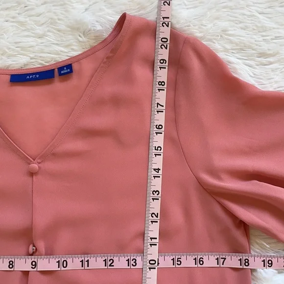 Lpink light button down, front tie, short sleeve blouse - Picture 6 of 7